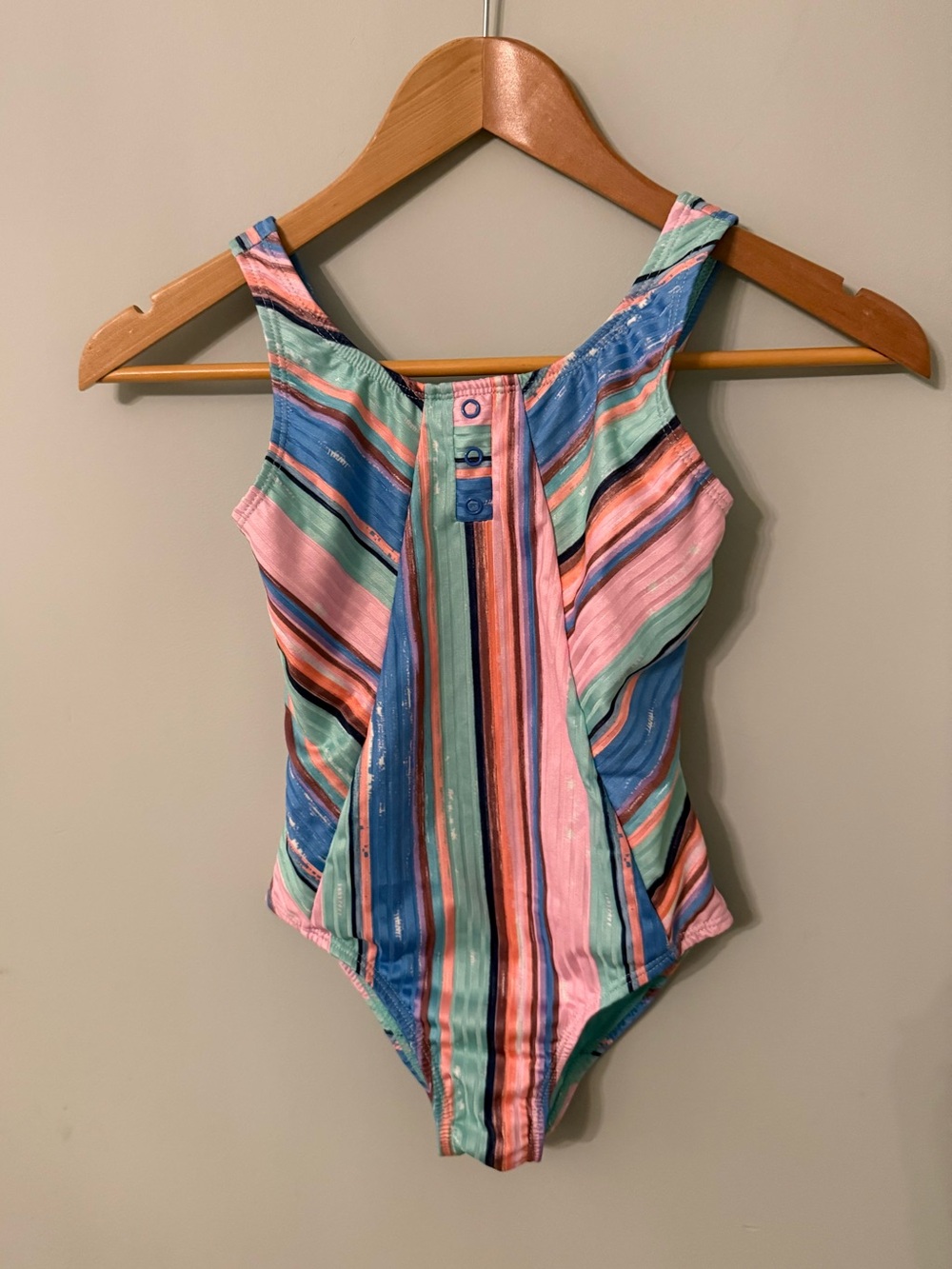 Girls' Multicolor Stripe One-Piece Swimsuit Size 8/10
